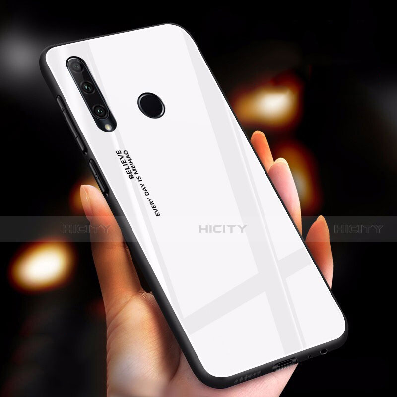 Custodia Silicone Specchio Laterale Sfumato Arcobaleno Cover per Huawei Honor 20i Bianco