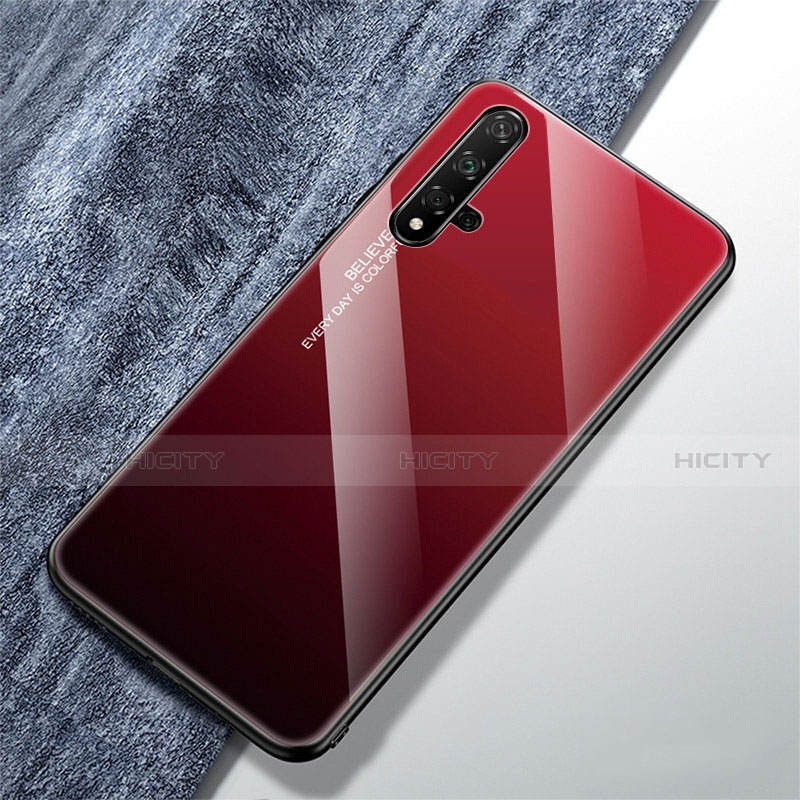 Custodia Silicone Specchio Laterale Sfumato Arcobaleno Cover per Huawei Honor 20S Rosso