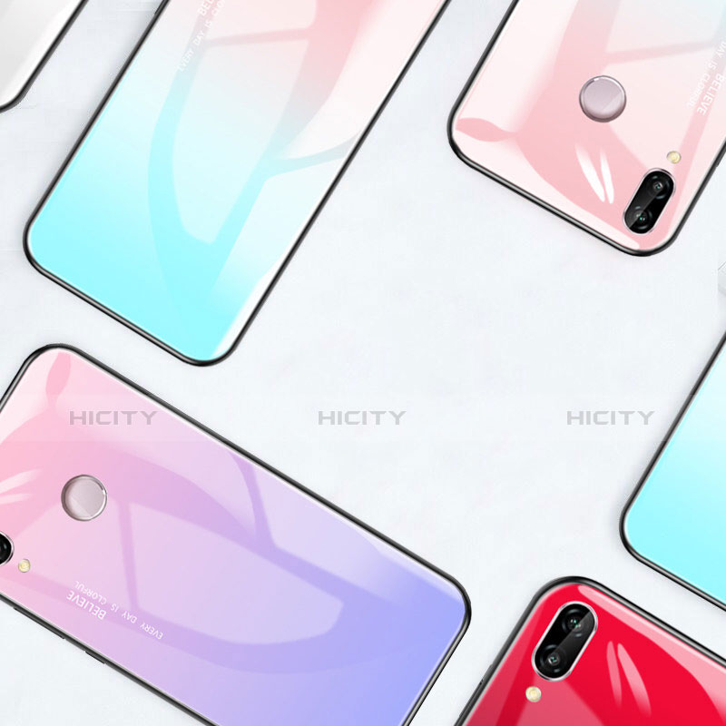 Custodia Silicone Specchio Laterale Sfumato Arcobaleno Cover per Huawei Honor Play