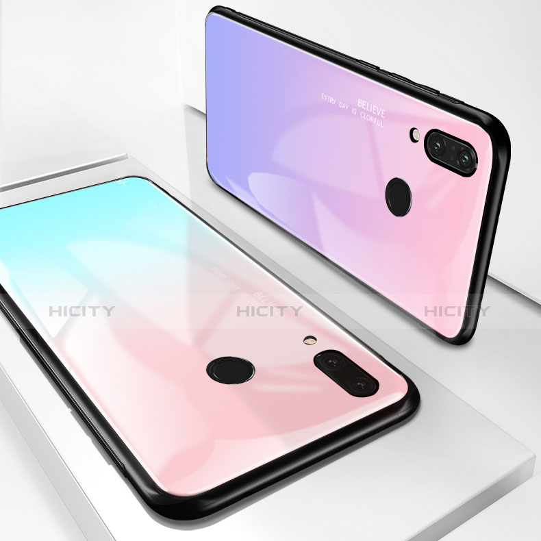 Custodia Silicone Specchio Laterale Sfumato Arcobaleno Cover per Huawei Honor Play