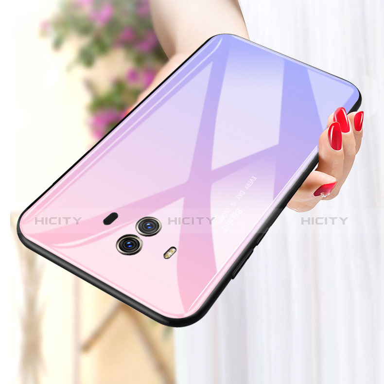 Custodia Silicone Specchio Laterale Sfumato Arcobaleno Cover per Huawei Mate 10