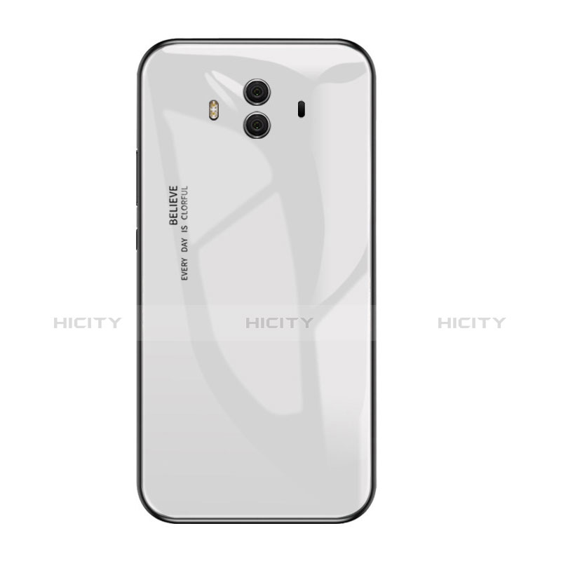 Custodia Silicone Specchio Laterale Sfumato Arcobaleno Cover per Huawei Mate 10 Bianco