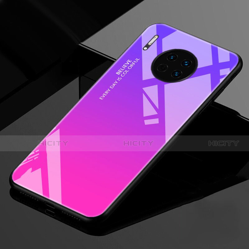 Custodia Silicone Specchio Laterale Sfumato Arcobaleno Cover per Huawei Mate 30 5G