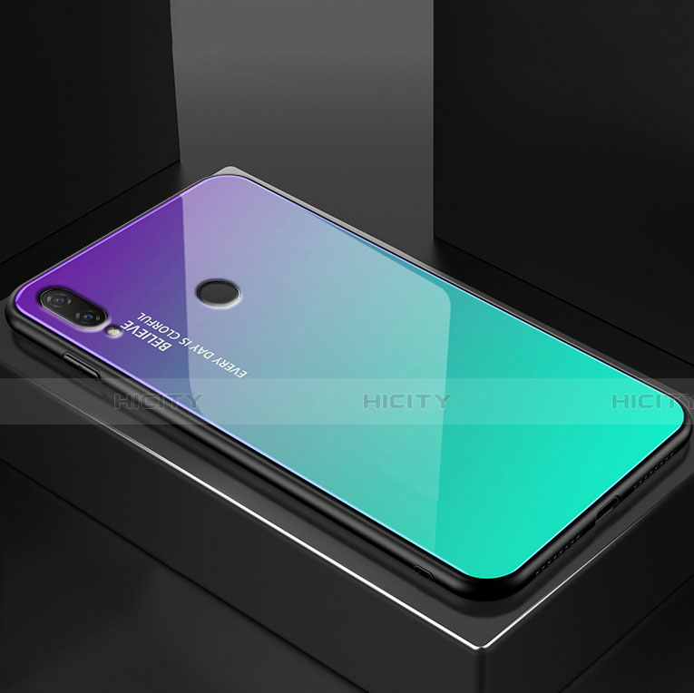 Custodia Silicone Specchio Laterale Sfumato Arcobaleno Cover per Huawei Nova 3e Verde