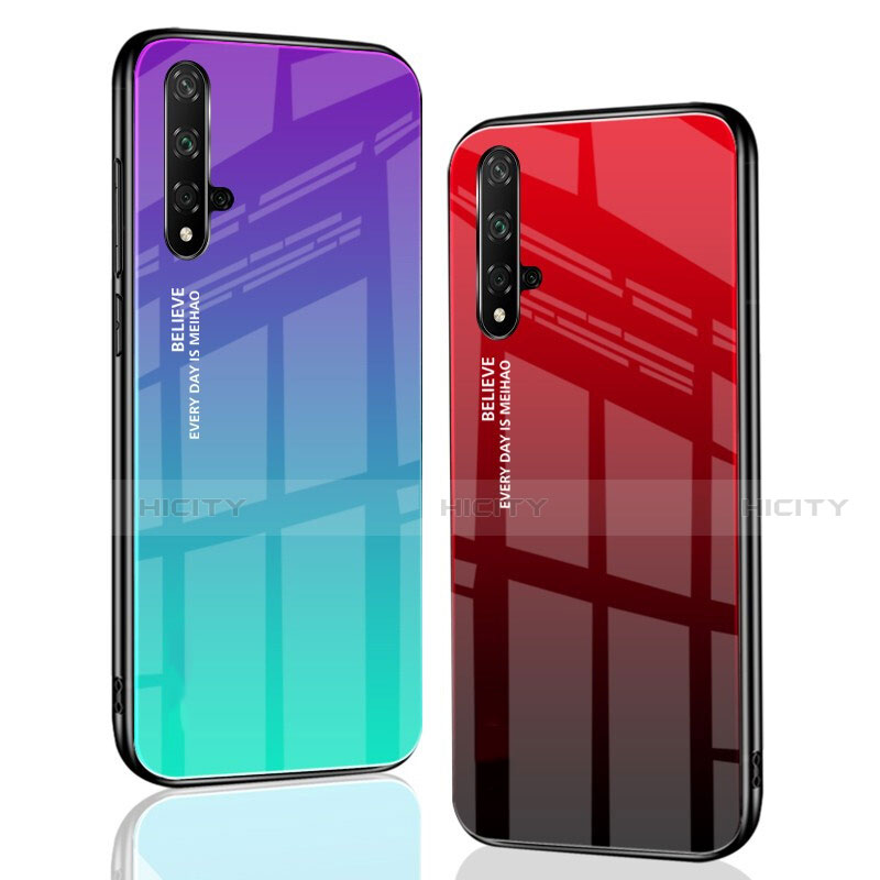 Custodia Silicone Specchio Laterale Sfumato Arcobaleno Cover per Huawei Nova 5