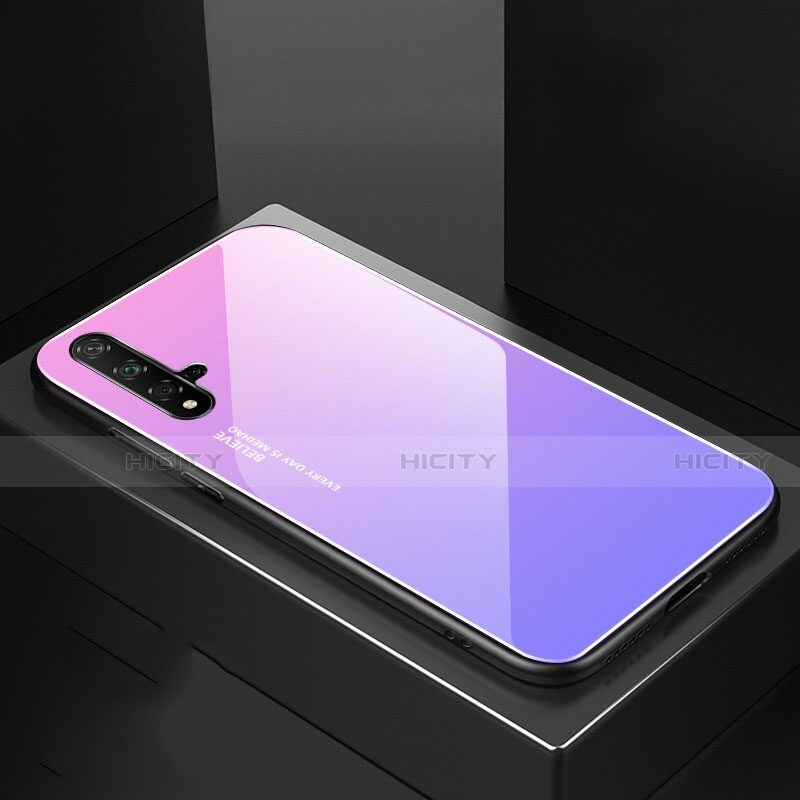 Custodia Silicone Specchio Laterale Sfumato Arcobaleno Cover per Huawei Nova 5 Pro Rosa