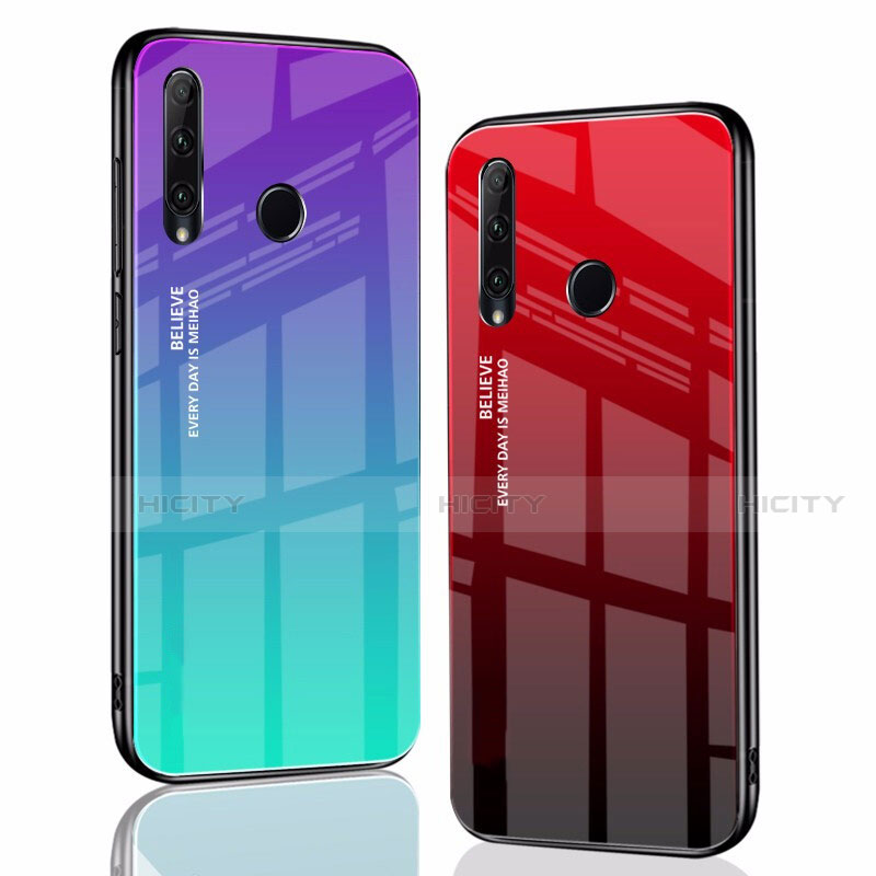 Custodia Silicone Specchio Laterale Sfumato Arcobaleno Cover per Huawei P Smart+ Plus (2019)