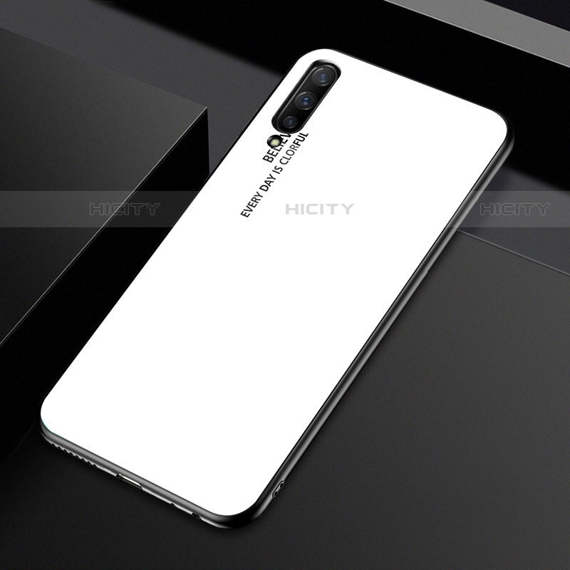 Custodia Silicone Specchio Laterale Sfumato Arcobaleno Cover per Huawei P Smart Pro (2019) Bianco