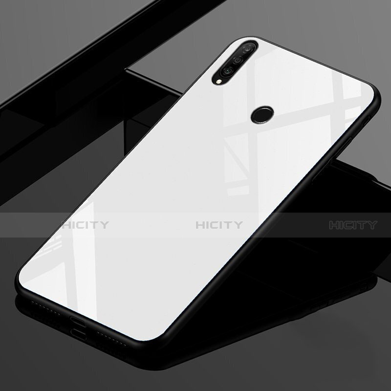 Custodia Silicone Specchio Laterale Sfumato Arcobaleno Cover per Huawei P30 Lite XL Bianco