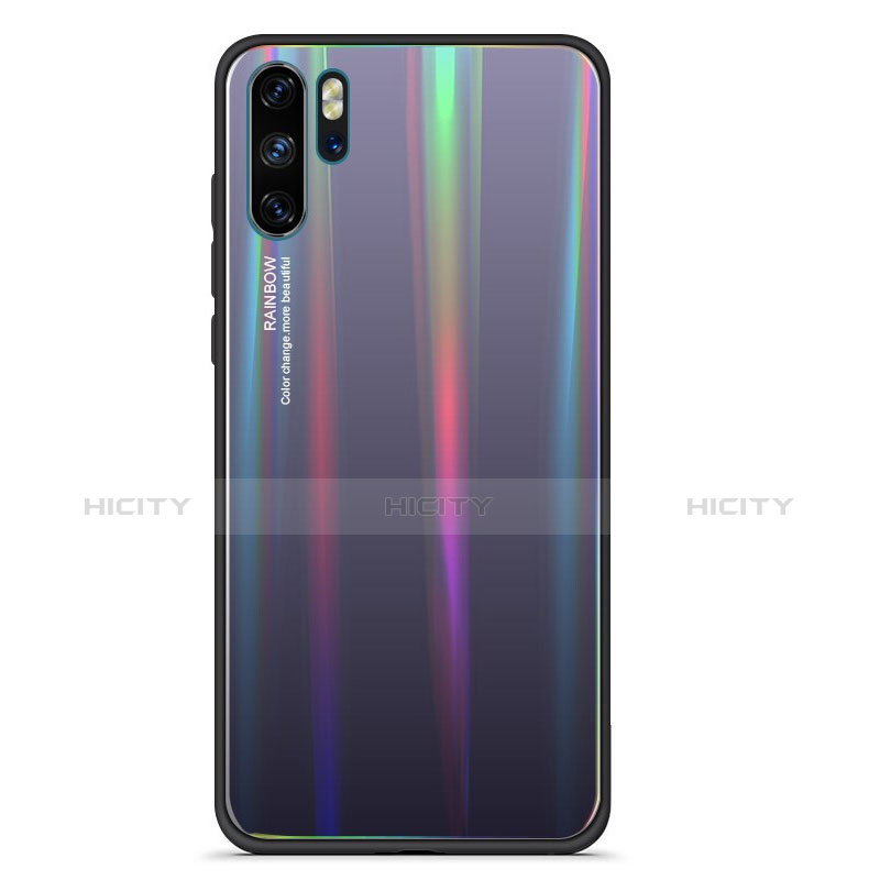 Custodia Silicone Specchio Laterale Sfumato Arcobaleno Cover per Huawei P30 Pro New Edition Grigio