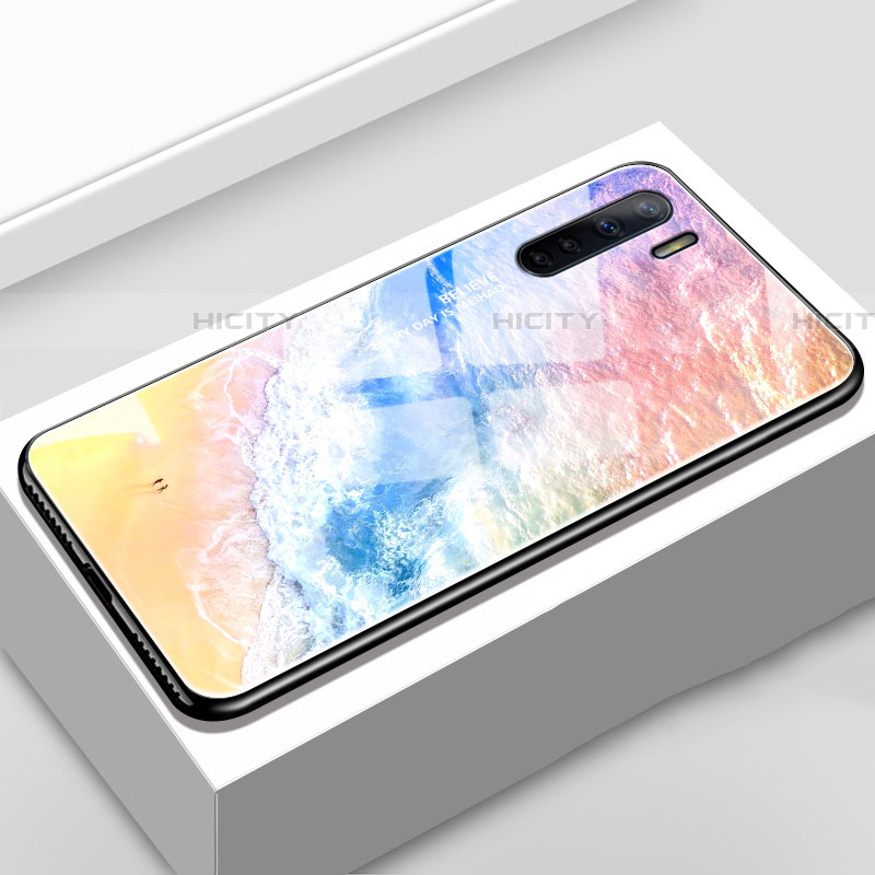 Custodia Silicone Specchio Laterale Sfumato Arcobaleno Cover per Oppo A91 Arancione