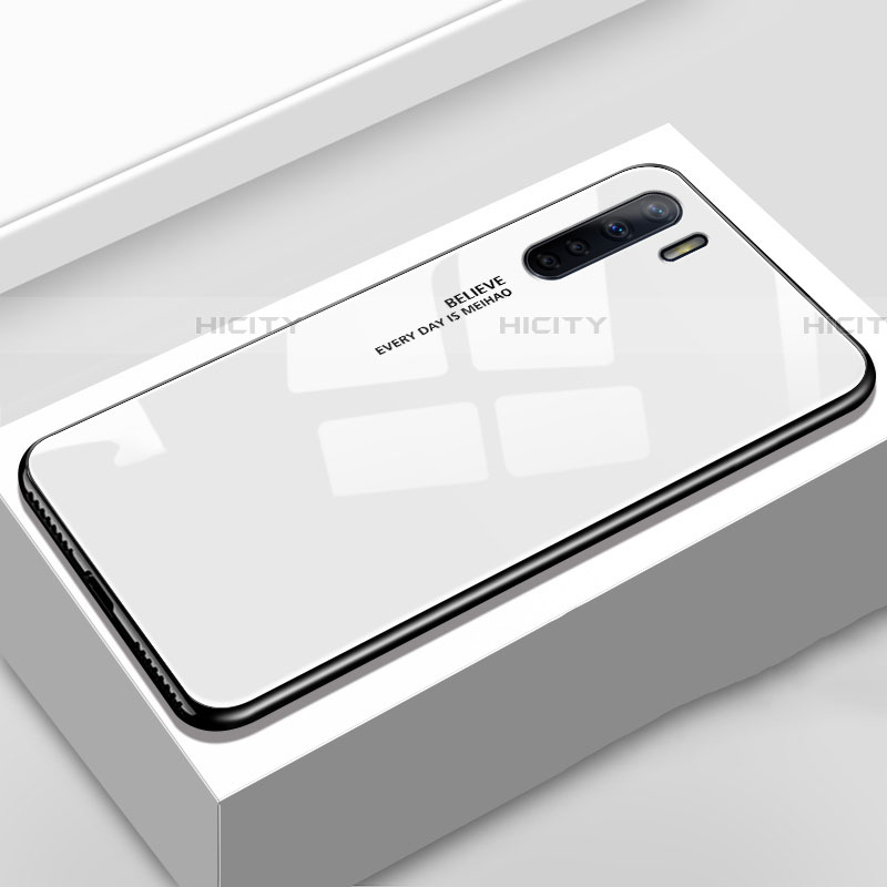 Custodia Silicone Specchio Laterale Sfumato Arcobaleno Cover per Oppo A91 Bianco