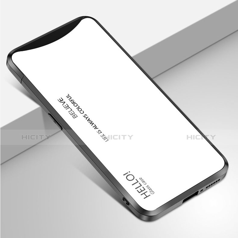 Custodia Silicone Specchio Laterale Sfumato Arcobaleno Cover per Oppo Find X Super Flash Edition Bianco