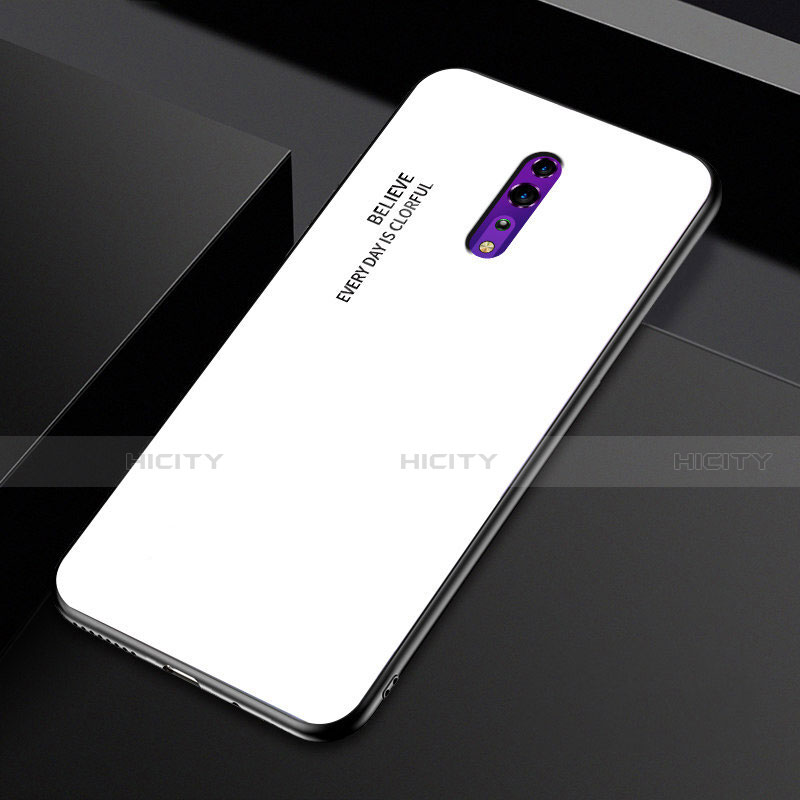 Custodia Silicone Specchio Laterale Sfumato Arcobaleno Cover per Oppo Reno Z Bianco