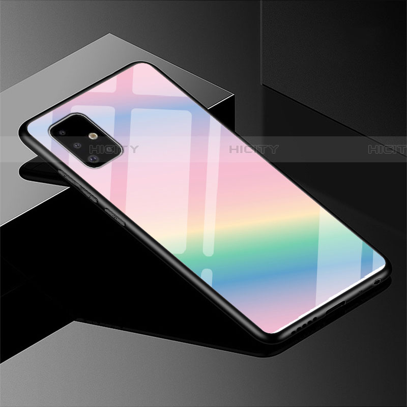 Custodia Silicone Specchio Laterale Sfumato Arcobaleno Cover per Samsung Galaxy A51 5G Colorato