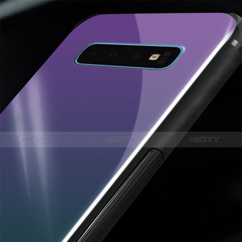 Custodia Silicone Specchio Laterale Sfumato Arcobaleno Cover per Samsung Galaxy S10