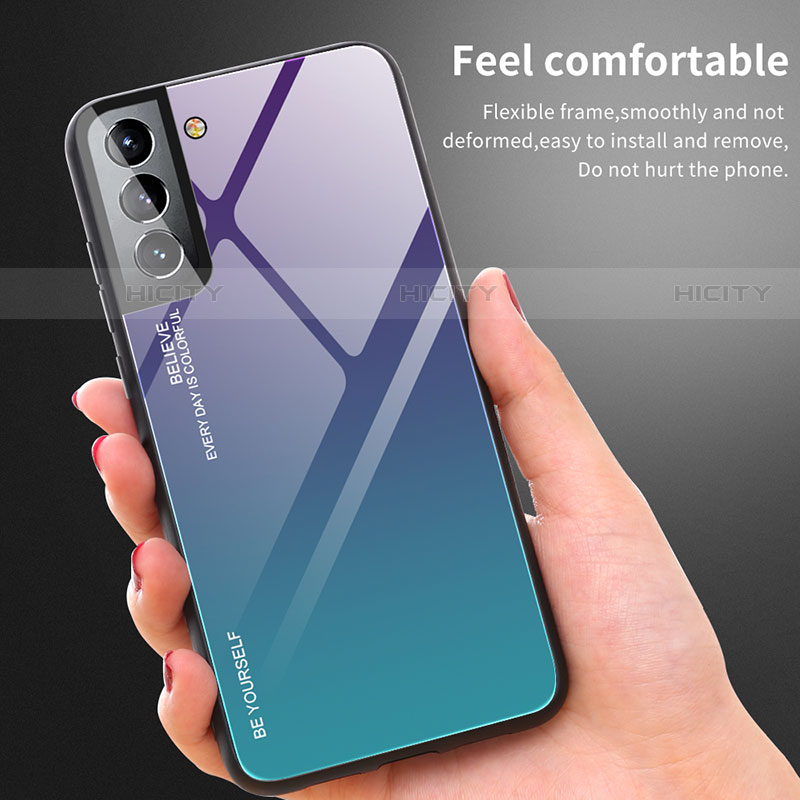 Custodia Silicone Specchio Laterale Sfumato Arcobaleno Cover per Samsung Galaxy S23 Plus 5G