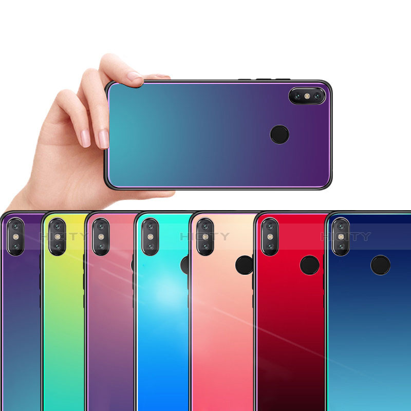 Custodia Silicone Specchio Laterale Sfumato Arcobaleno Cover per Xiaomi Mi 8