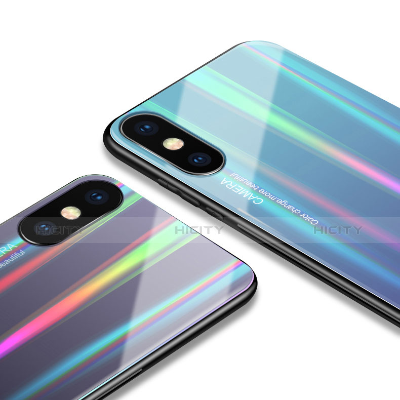 Custodia Silicone Specchio Laterale Sfumato Arcobaleno Cover per Xiaomi Mi 8 Explorer