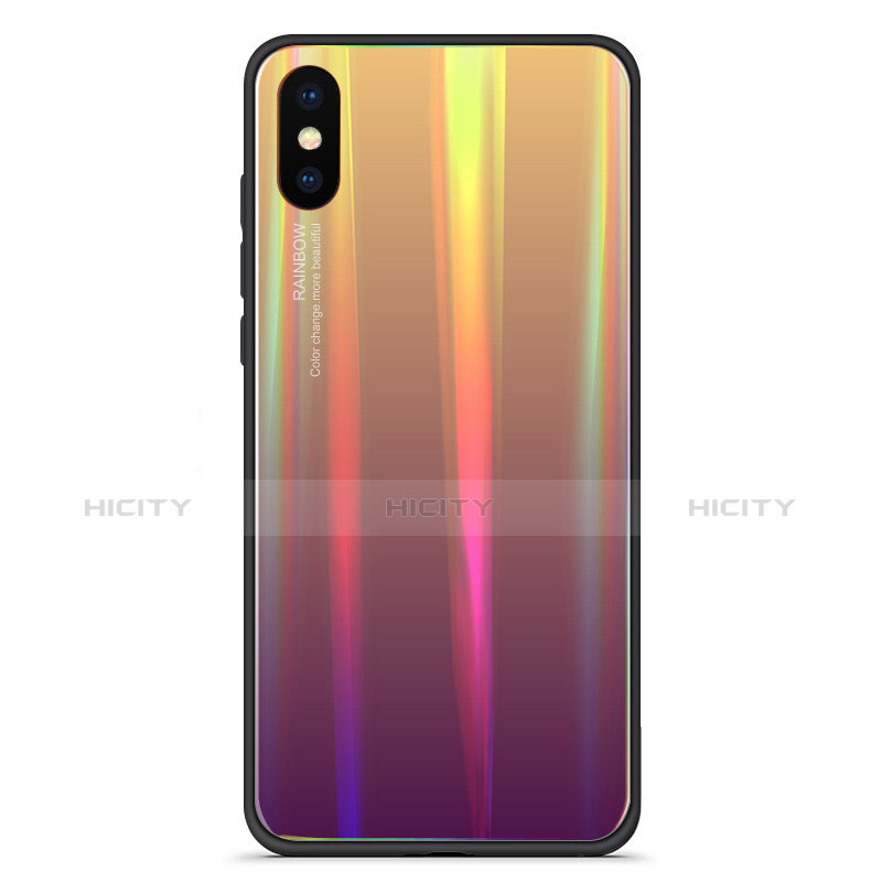 Custodia Silicone Specchio Laterale Sfumato Arcobaleno Cover per Xiaomi Mi 8 Pro Global Version Multicolore