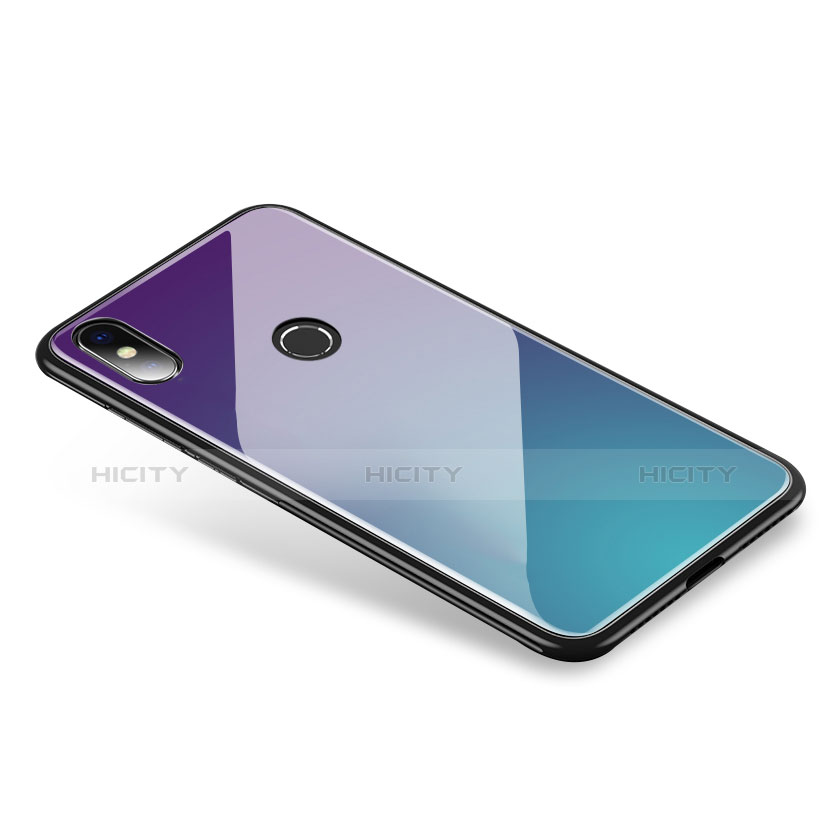 Custodia Silicone Specchio Laterale Sfumato Arcobaleno Cover per Xiaomi Mi 8 Viola