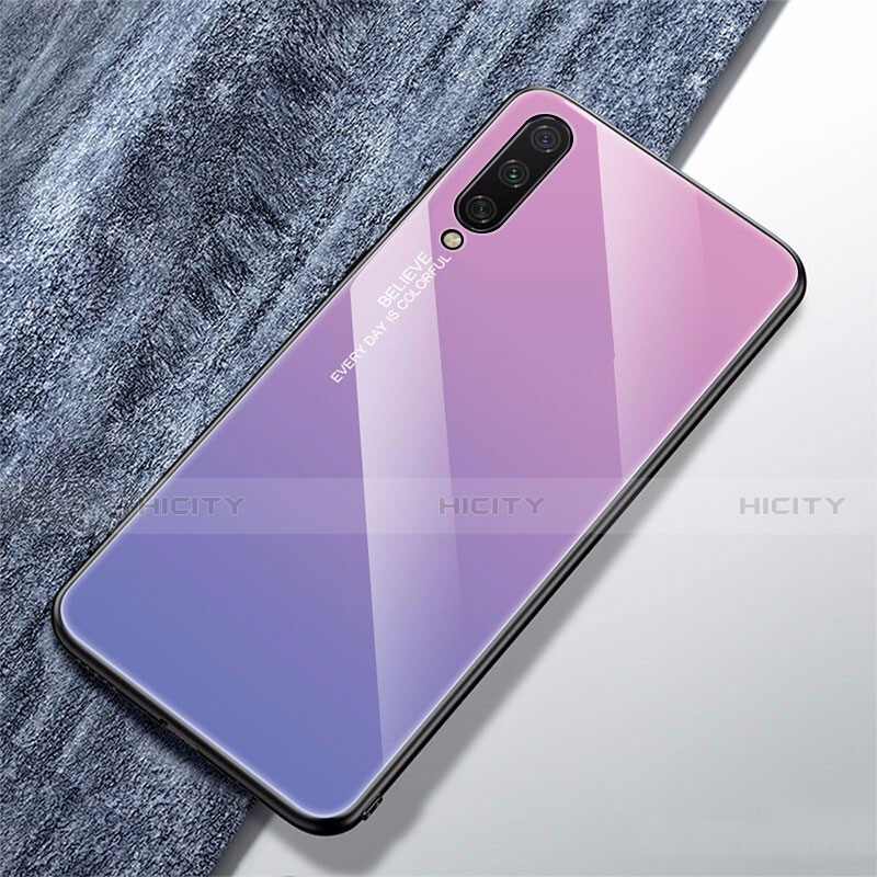 Custodia Silicone Specchio Laterale Sfumato Arcobaleno Cover per Xiaomi Mi A3 Viola