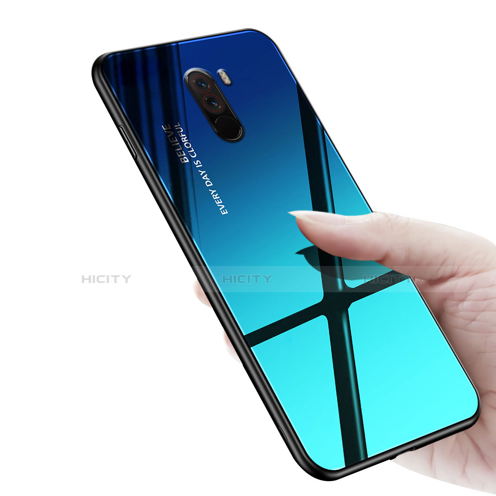 Custodia Silicone Specchio Laterale Sfumato Arcobaleno Cover per Xiaomi Pocophone F1