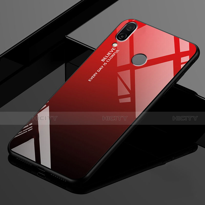 Custodia Silicone Specchio Laterale Sfumato Arcobaleno Cover per Xiaomi Redmi 7 Rosso