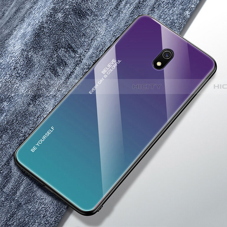 Custodia Silicone Specchio Laterale Sfumato Arcobaleno Cover per Xiaomi Redmi 8A