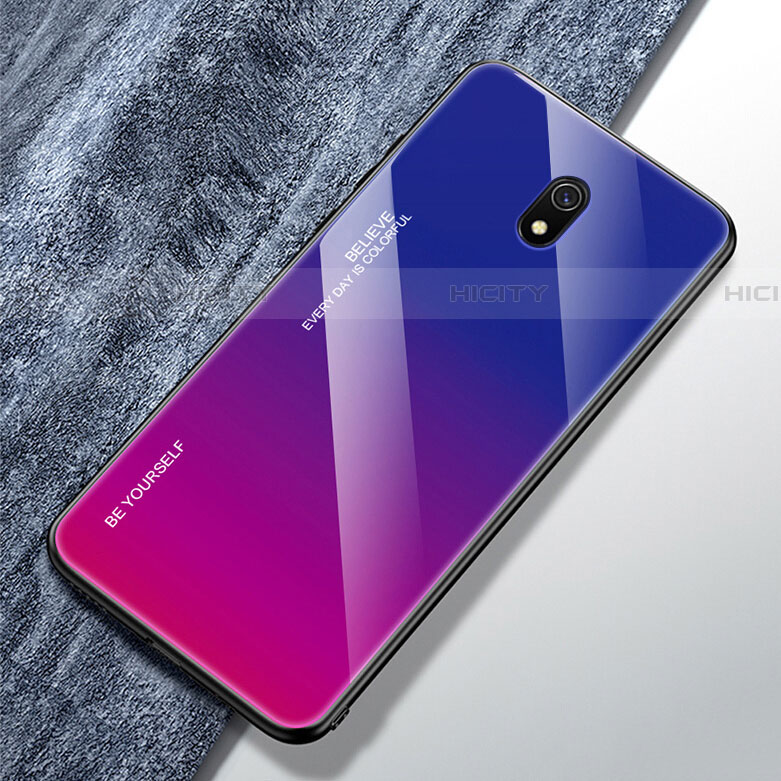 Custodia Silicone Specchio Laterale Sfumato Arcobaleno Cover per Xiaomi Redmi 8A Viola