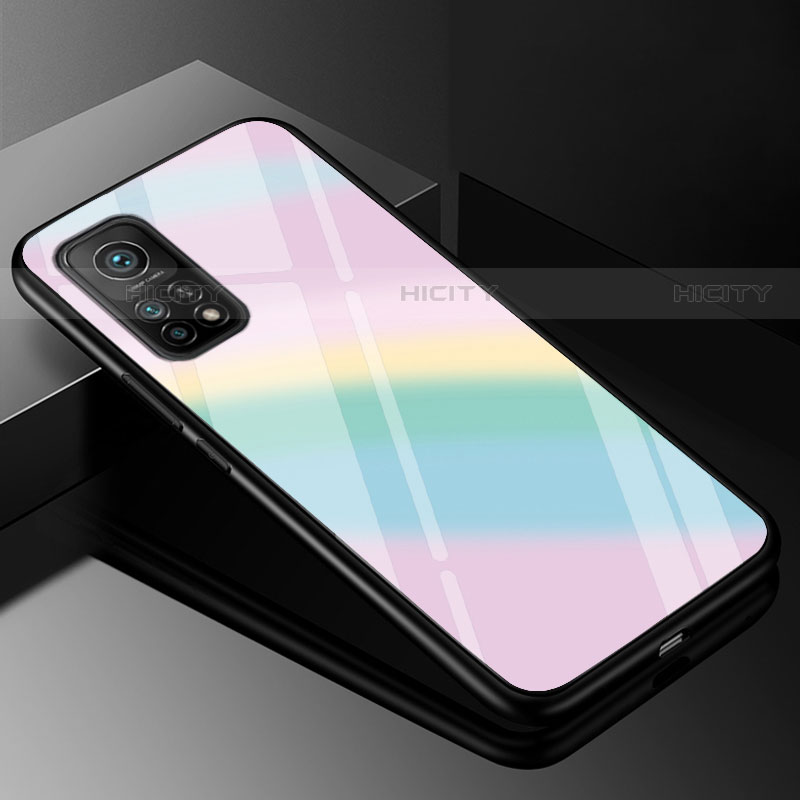 Custodia Silicone Specchio Laterale Sfumato Arcobaleno Cover per Xiaomi Redmi K30S 5G Colorato