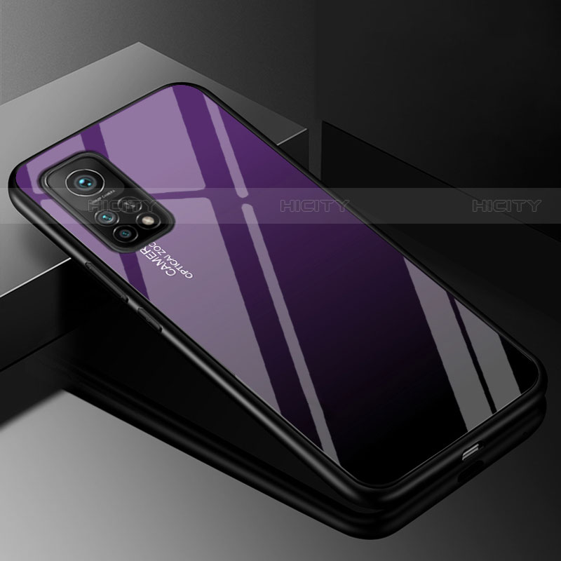 Custodia Silicone Specchio Laterale Sfumato Arcobaleno Cover per Xiaomi Redmi K30S 5G Viola