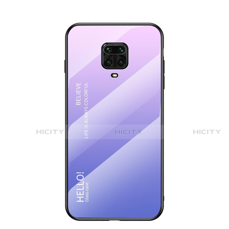 Custodia Silicone Specchio Laterale Sfumato Arcobaleno Cover per Xiaomi Redmi Note 9 Pro Viola