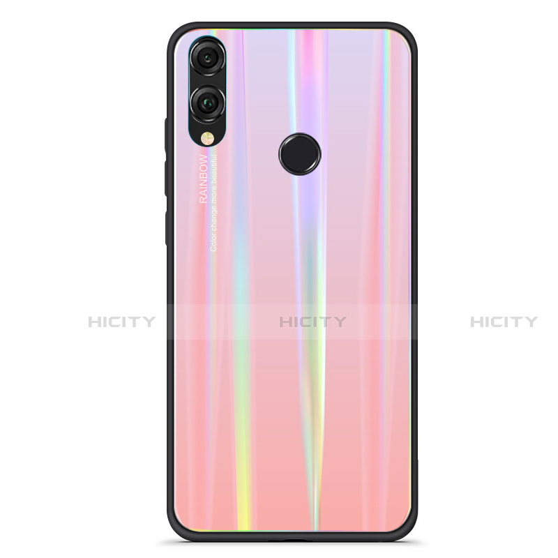 Custodia Silicone Specchio Laterale Sfumato Arcobaleno Cover R01 per Huawei Honor 8X Oro Rosa