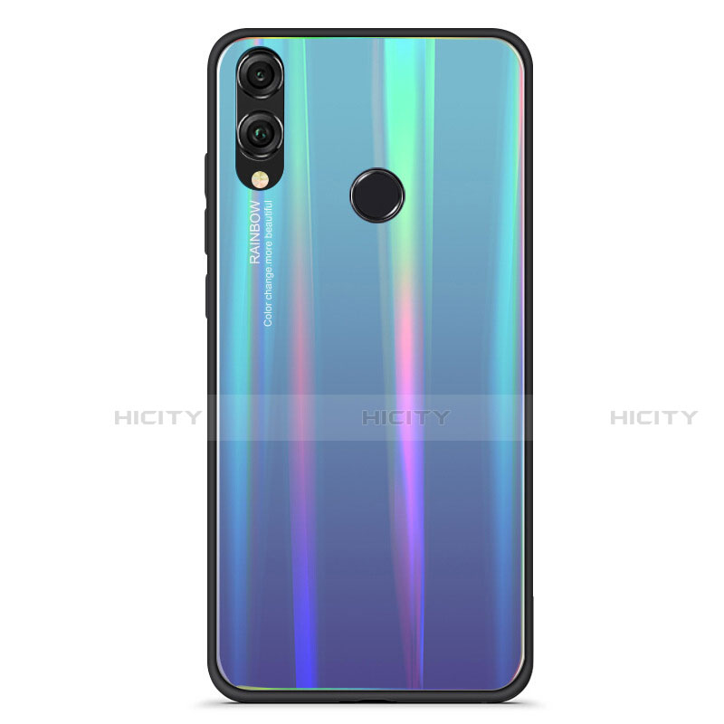 Custodia Silicone Specchio Laterale Sfumato Arcobaleno Cover R01 per Huawei Honor View 10 Lite Blu