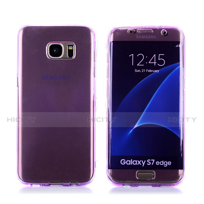 Custodia Silicone Trasparente A Flip Morbida Cover per Samsung Galaxy S7 Edge G935F Viola