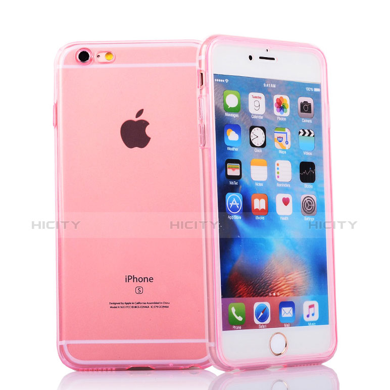 Custodia Silicone Trasparente A Flip Morbida per Apple iPhone 6S Plus Rosa