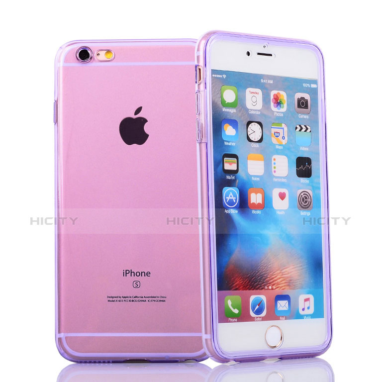 Custodia Silicone Trasparente A Flip Morbida per Apple iPhone 6S Viola