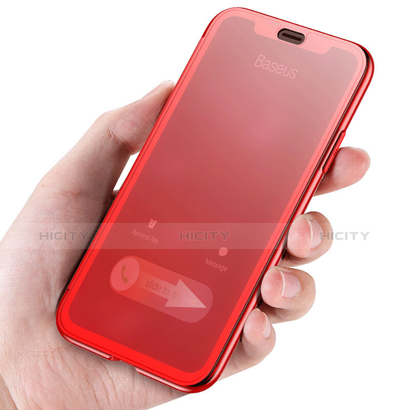 Custodia Silicone Trasparente A Flip Morbida per Apple iPhone X Rosso