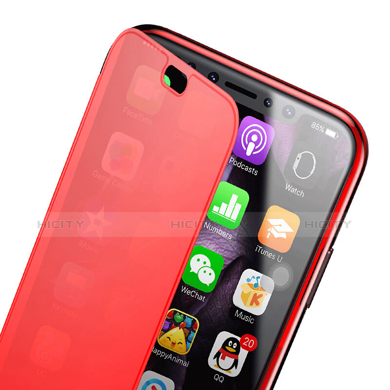 Custodia Silicone Trasparente A Flip Morbida per Apple iPhone X Rosso