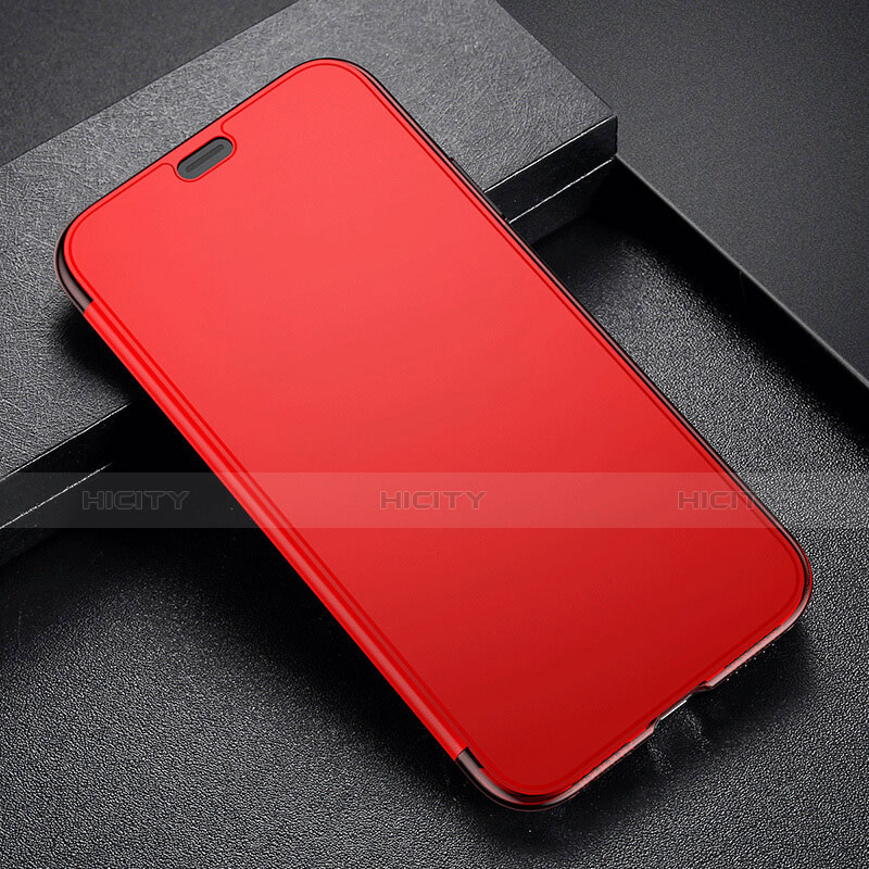 Custodia Silicone Trasparente A Flip Morbida per Apple iPhone X Rosso