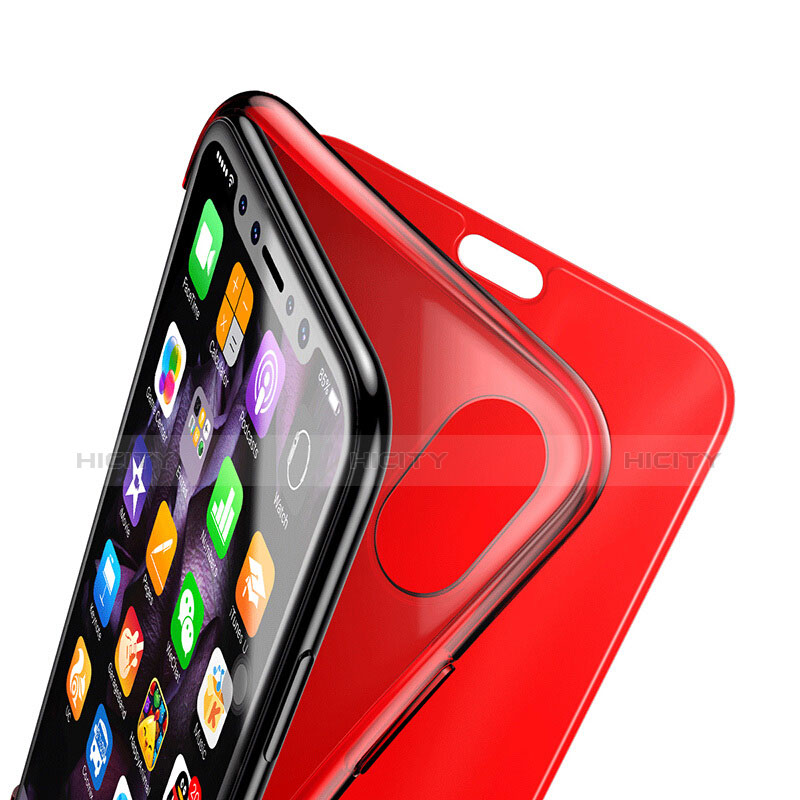 Custodia Silicone Trasparente A Flip Morbida per Apple iPhone X Rosso