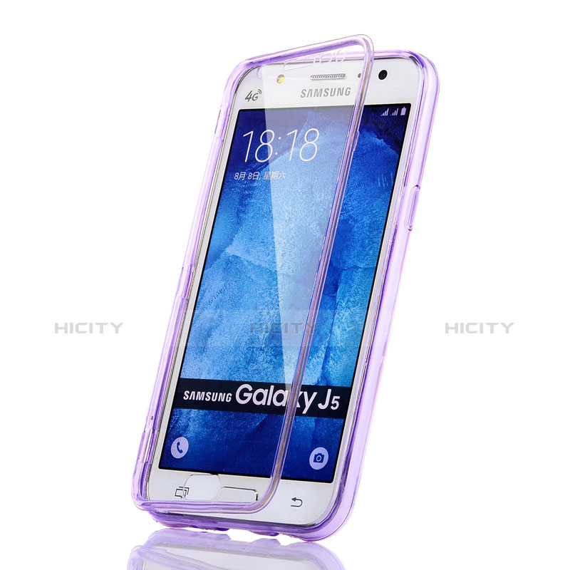 Custodia Silicone Trasparente A Flip Morbida per Samsung Galaxy J5 SM-J500F Viola