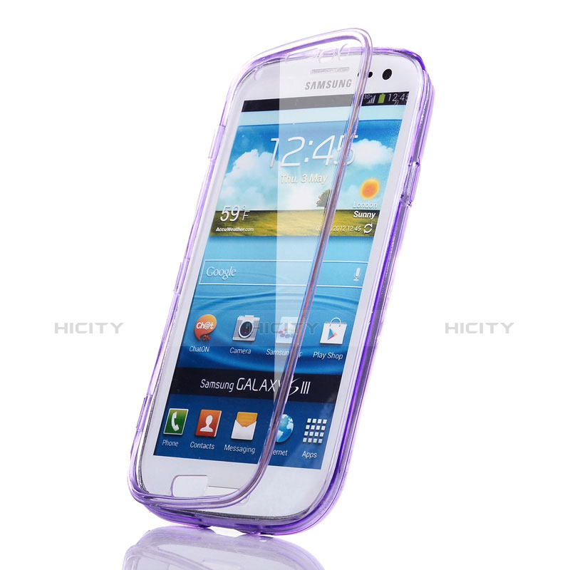 Custodia Silicone Trasparente A Flip Morbida per Samsung Galaxy S3 4G i9305 Viola