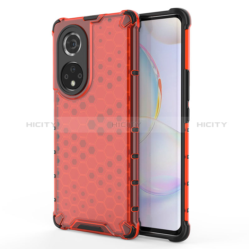 Custodia Silicone Trasparente Laterale 360 Gradi Cover AM1 per Huawei Honor 50 Pro 5G Rosso