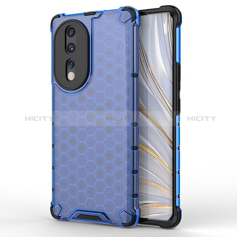 Custodia Silicone Trasparente Laterale 360 Gradi Cover AM1 per Huawei Honor 80 5G Blu