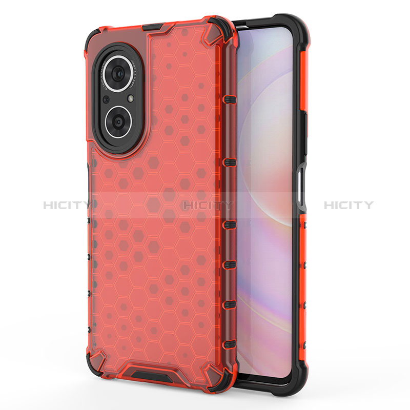 Custodia Silicone Trasparente Laterale 360 Gradi Cover AM1 per Huawei Nova 9 SE Rosso