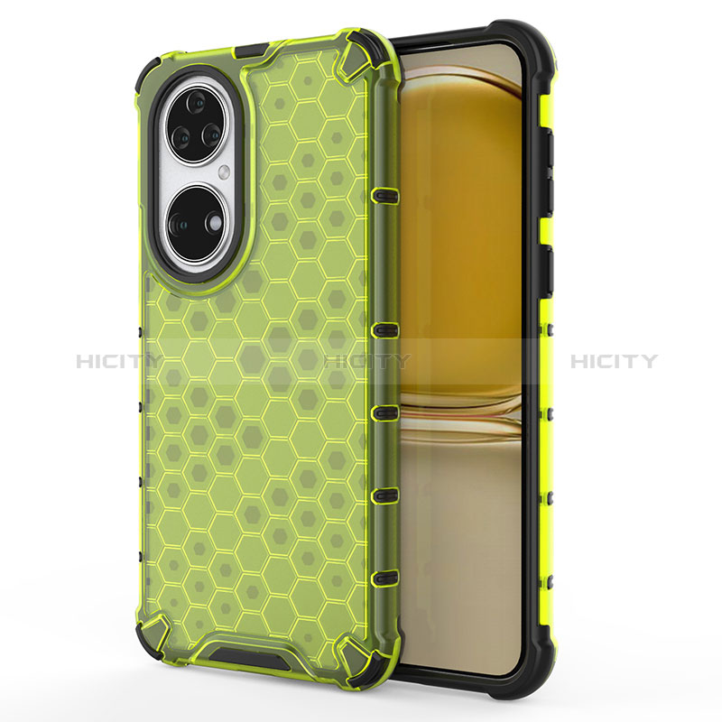 Custodia Silicone Trasparente Laterale 360 Gradi Cover AM1 per Huawei P50 Pro Verde