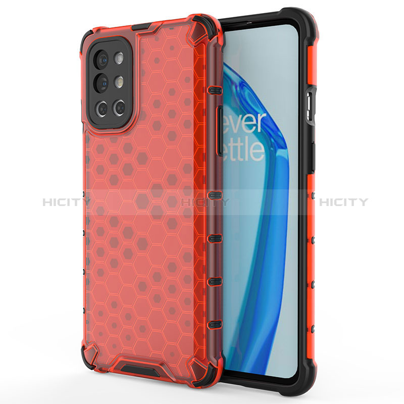 Custodia Silicone Trasparente Laterale 360 Gradi Cover AM1 per OnePlus 9R 5G Rosso