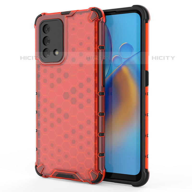 Custodia Silicone Trasparente Laterale 360 Gradi Cover AM1 per Oppo A74 4G Rosso